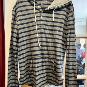 On the Byas Charcoal and Navy Striped Hoodie